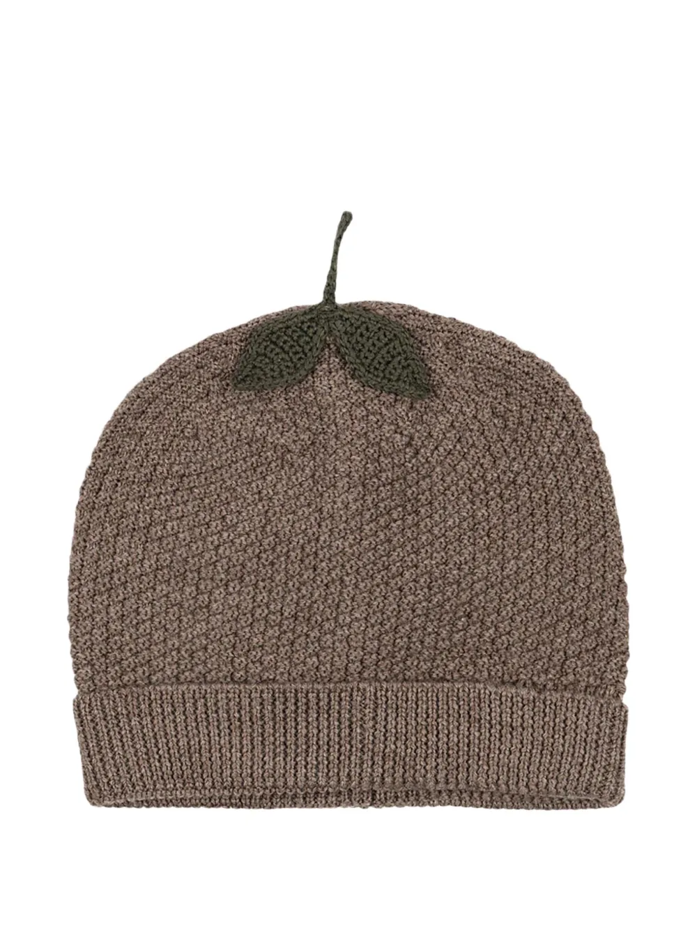 Konges Sløjd leaf-detail beanie hat - Bruin