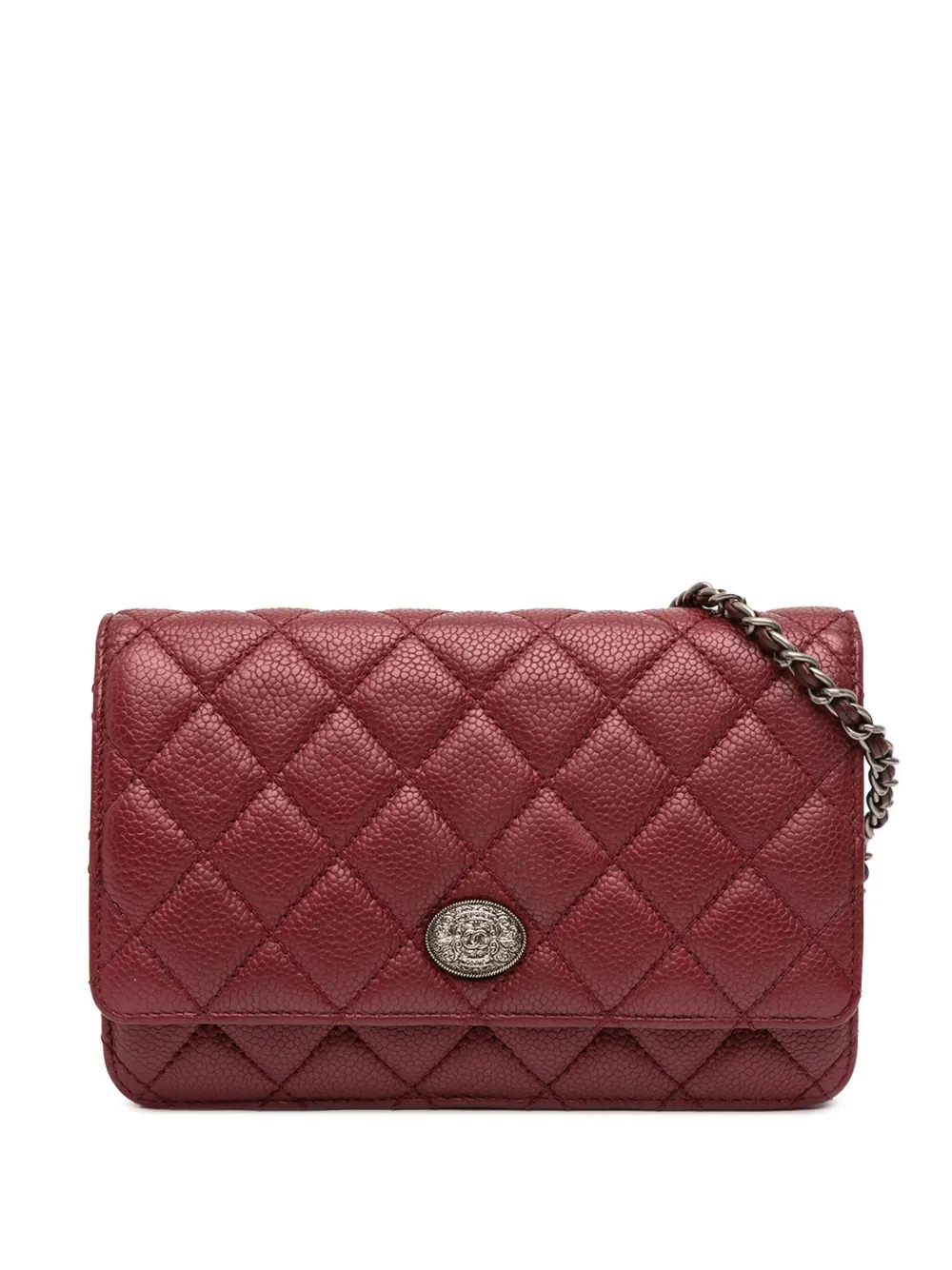 CHANEL Pre-Owned 2014 ココマーク マトラッセ キャビア ウォレットオンチェーン ショルダーバッグ - レッド CHANEL Pre-Owned 2014 ココマーク マトラッセ キャビア ウォレットオンチェーン ショルダーバッグ - レッド