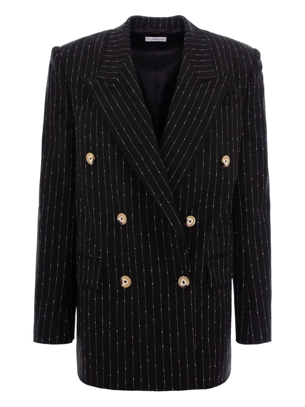 Cuanna Betty Pinstripe-pattern Double-breasted Blazer In Black