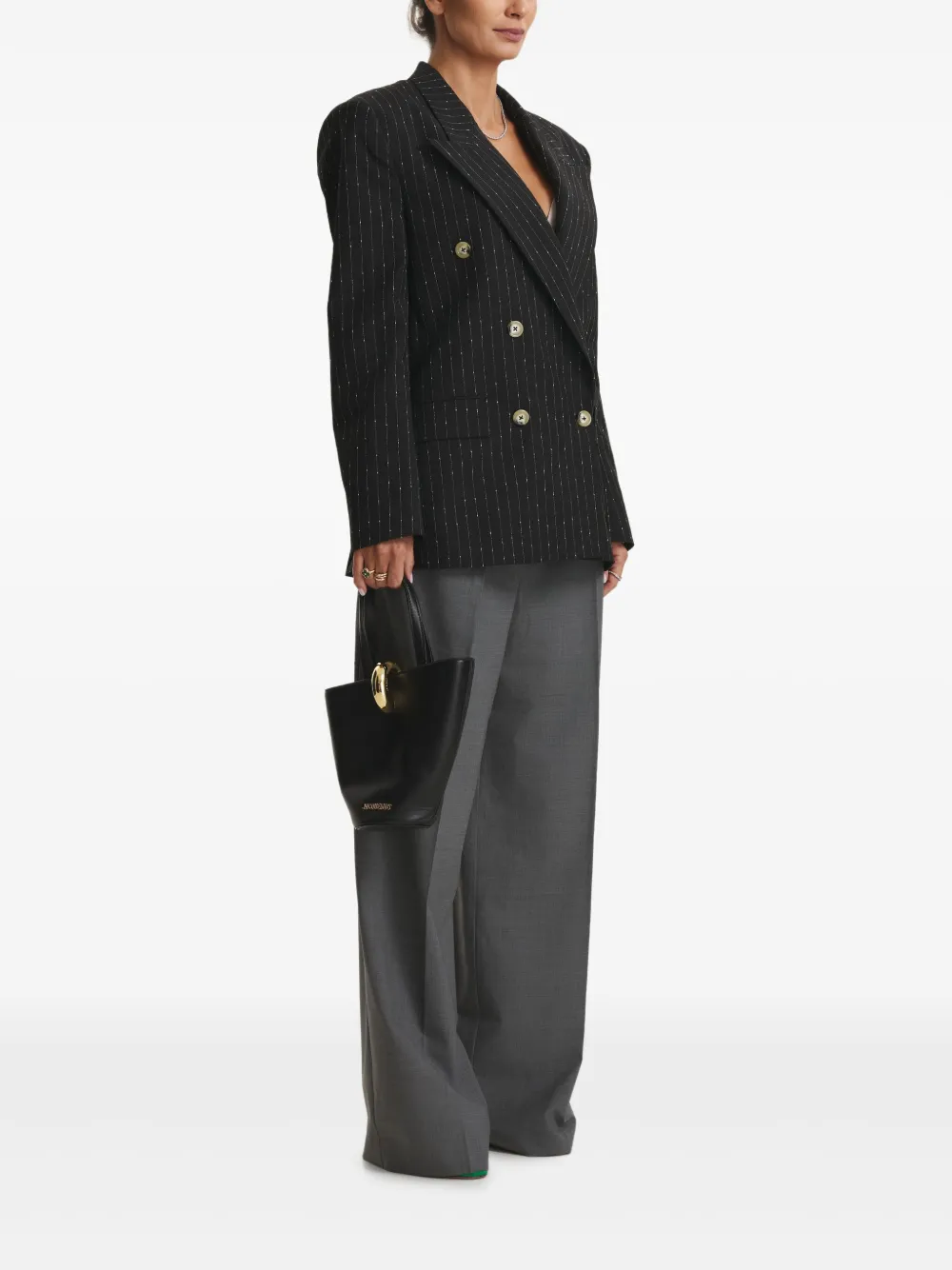 Cuanna Betty Pinstripe-pattern Double-breasted Blazer In Black