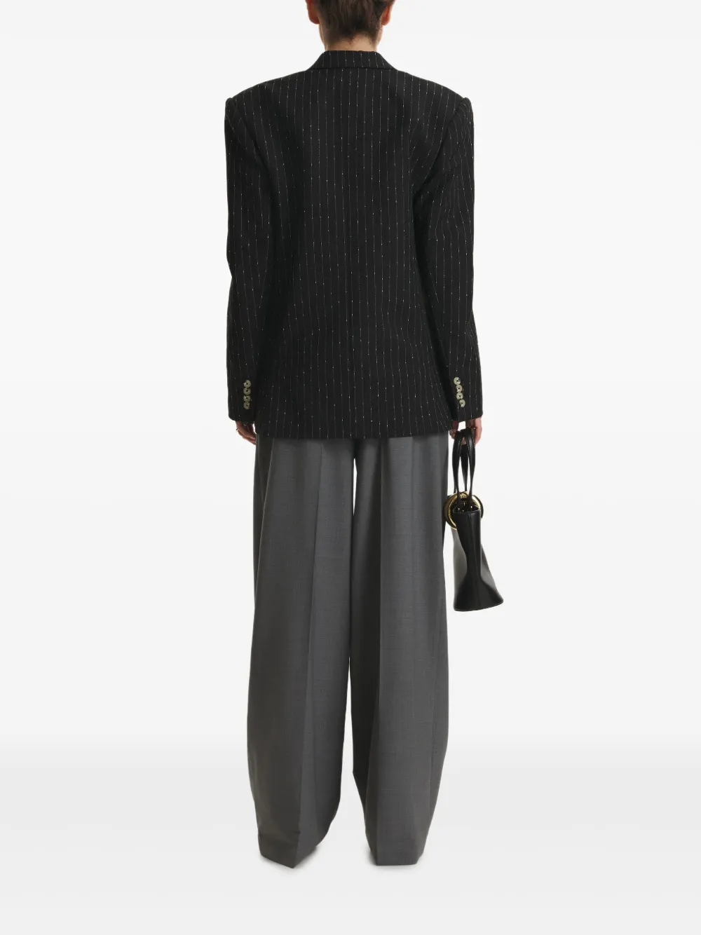 Cuanna Betty Pinstripe-pattern Double-breasted Blazer In Black