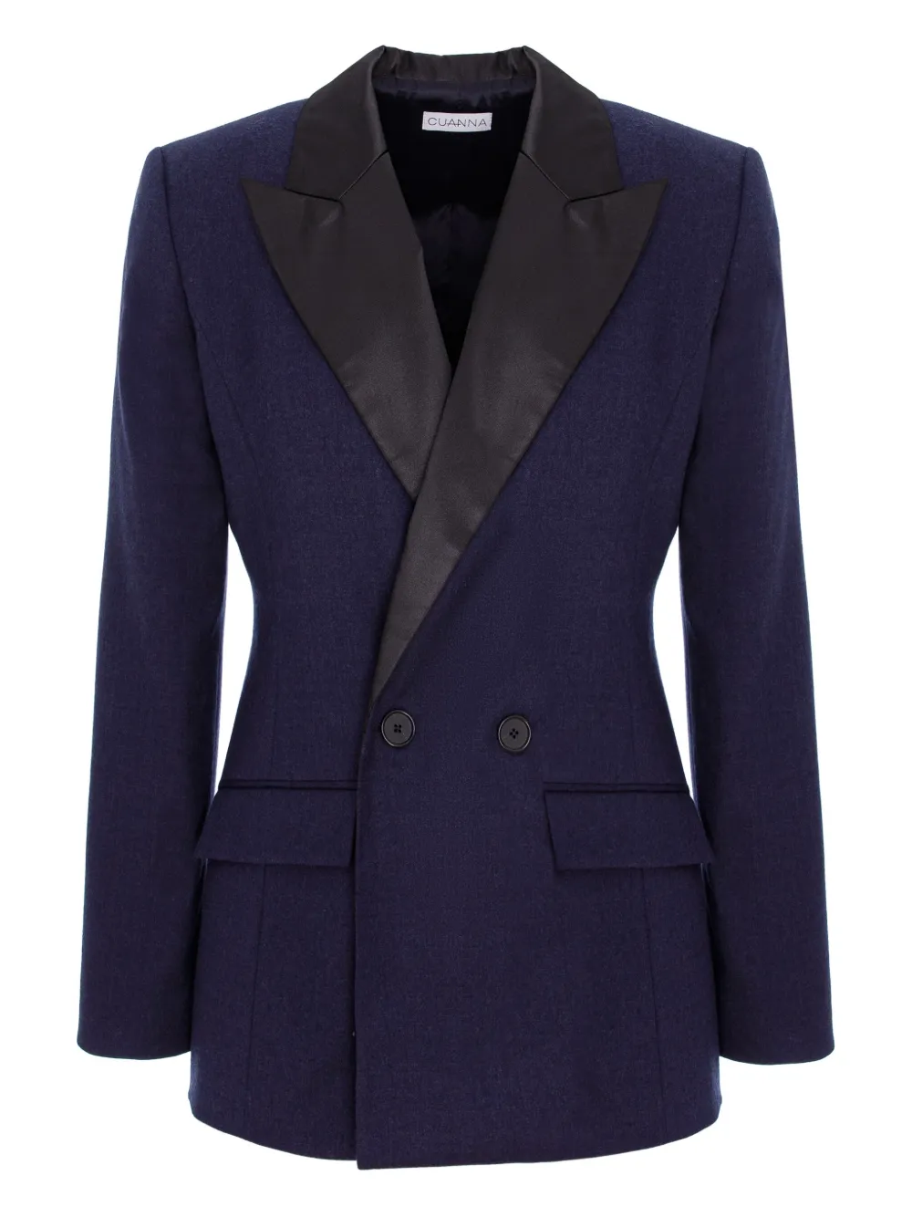 Cuanna Midi Double-breasted Shawl-lapel Blazer In Blue