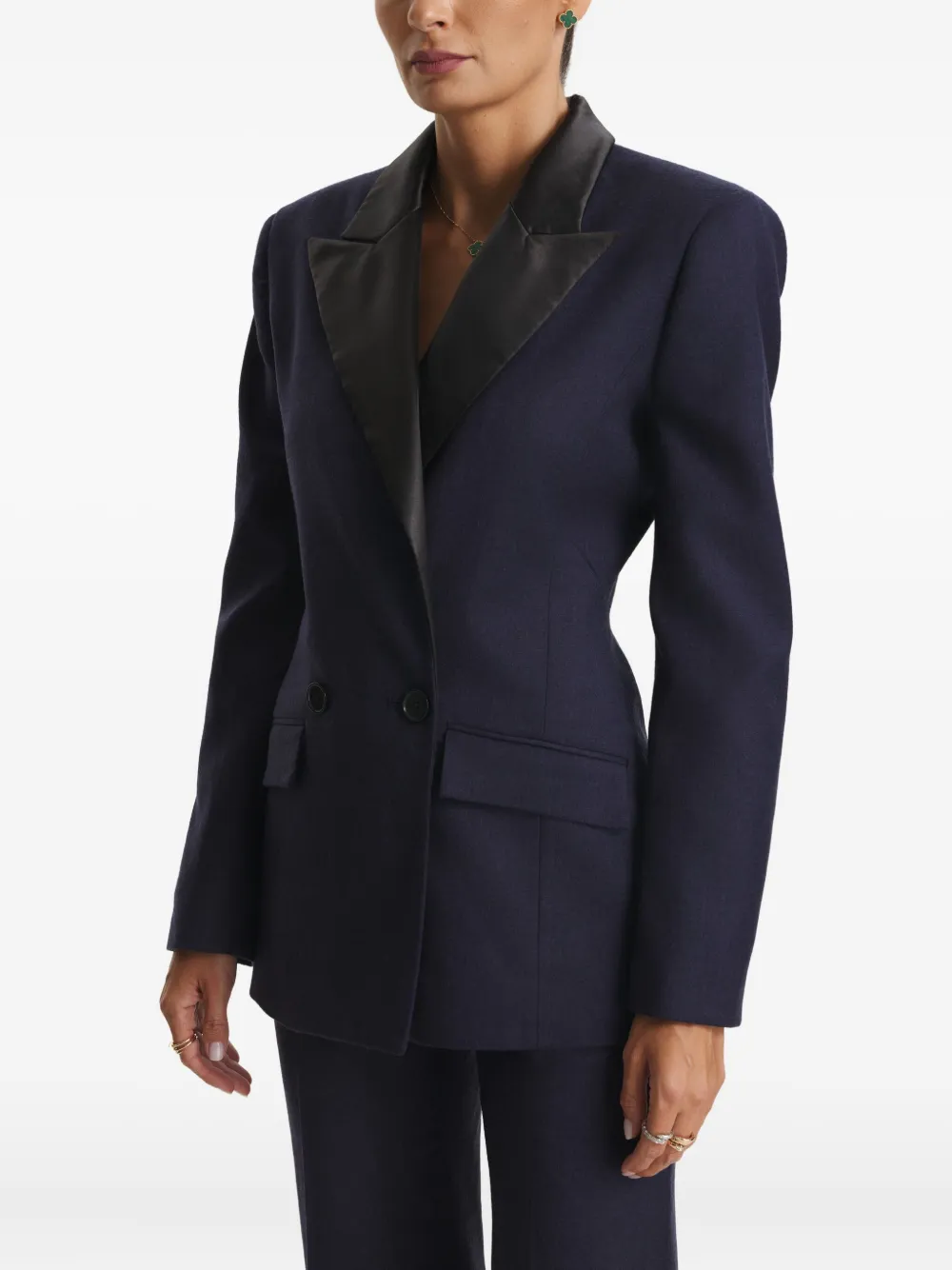 Cuanna Midi Double-breasted Shawl-lapel Blazer In Blue