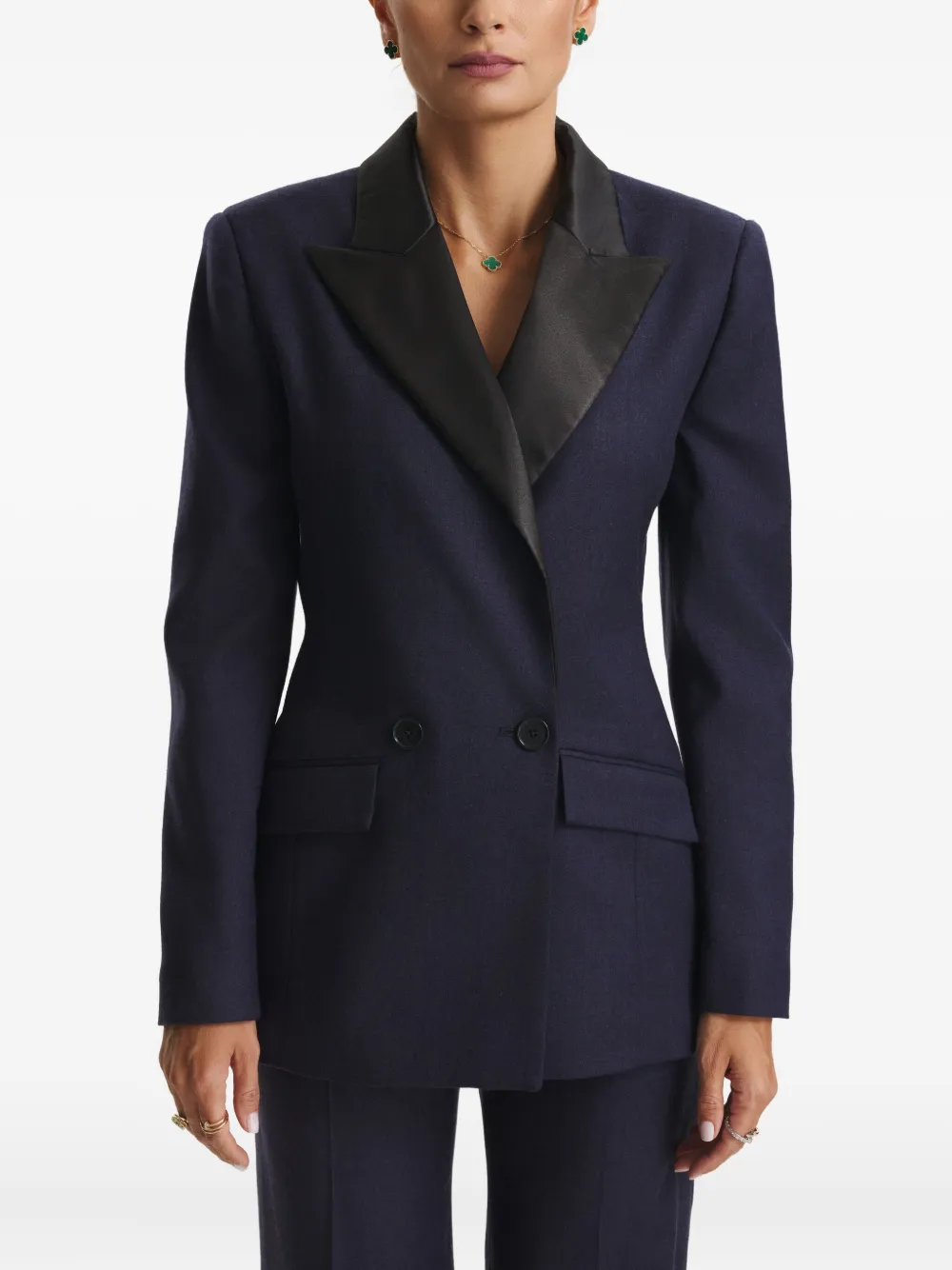 Cuanna Midi Double-breasted Shawl-lapel Blazer In Blue