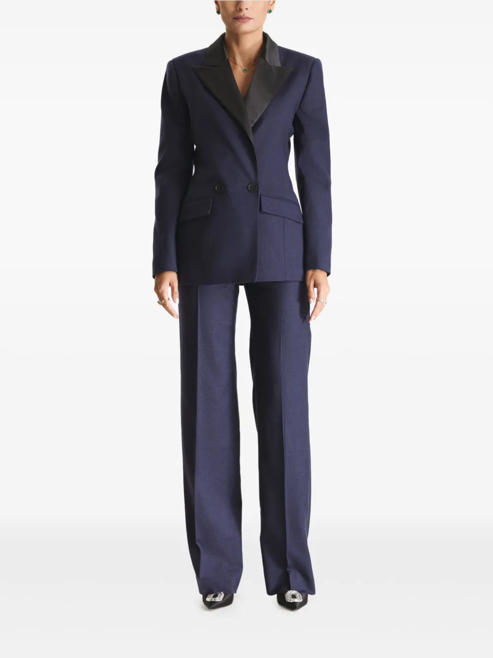Cuanna Midi Double-breasted Shawl-lapel Blazer In Blue