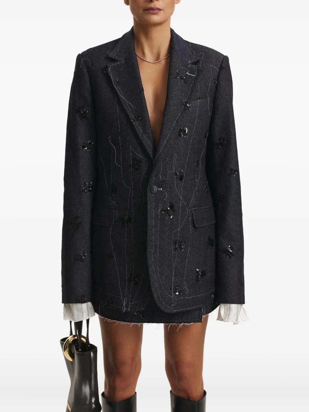 Cuanna Sequin-embellished Blazer In Blue