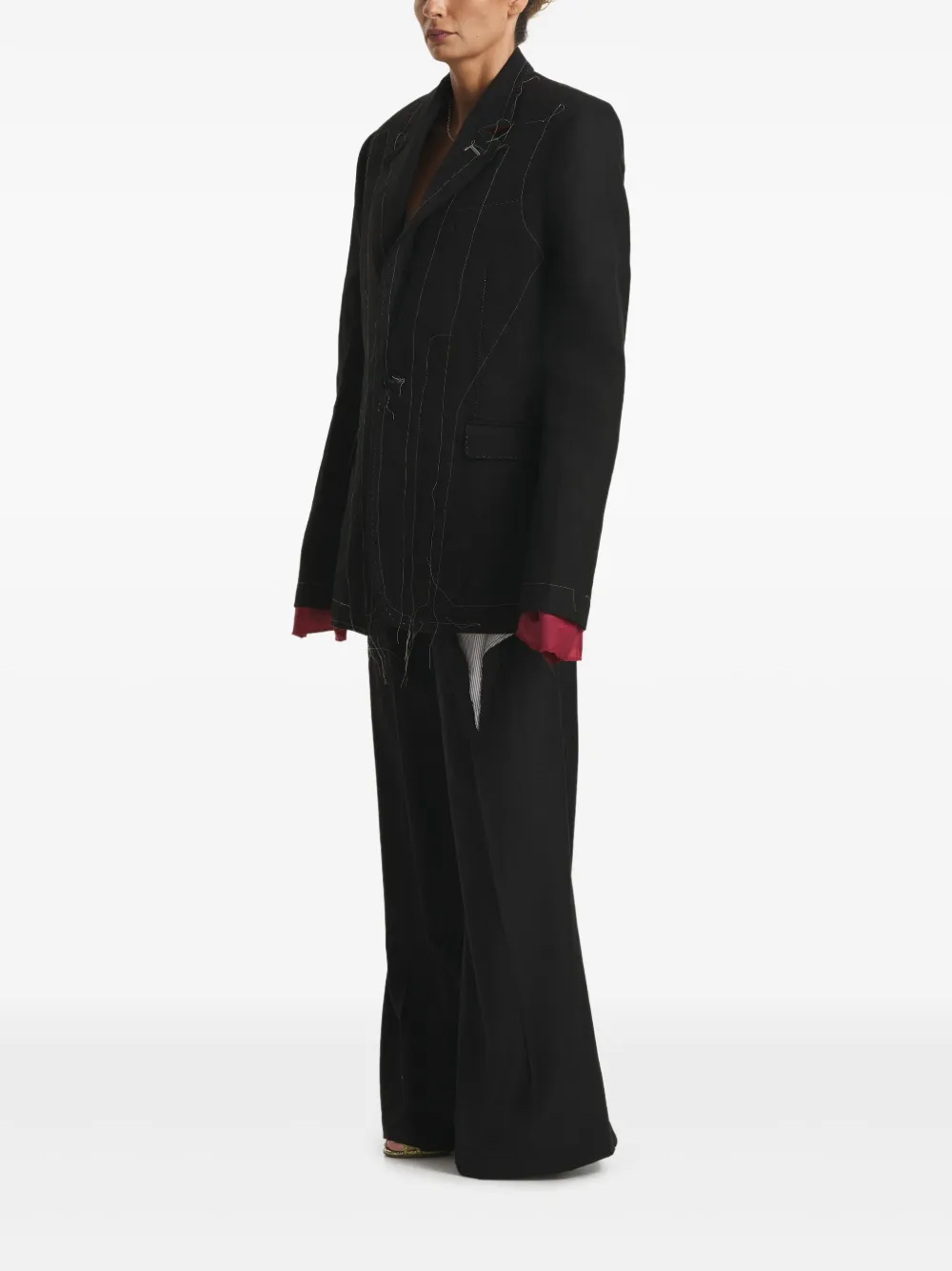Cuanna Avva Stitch-detail Blazer In Black