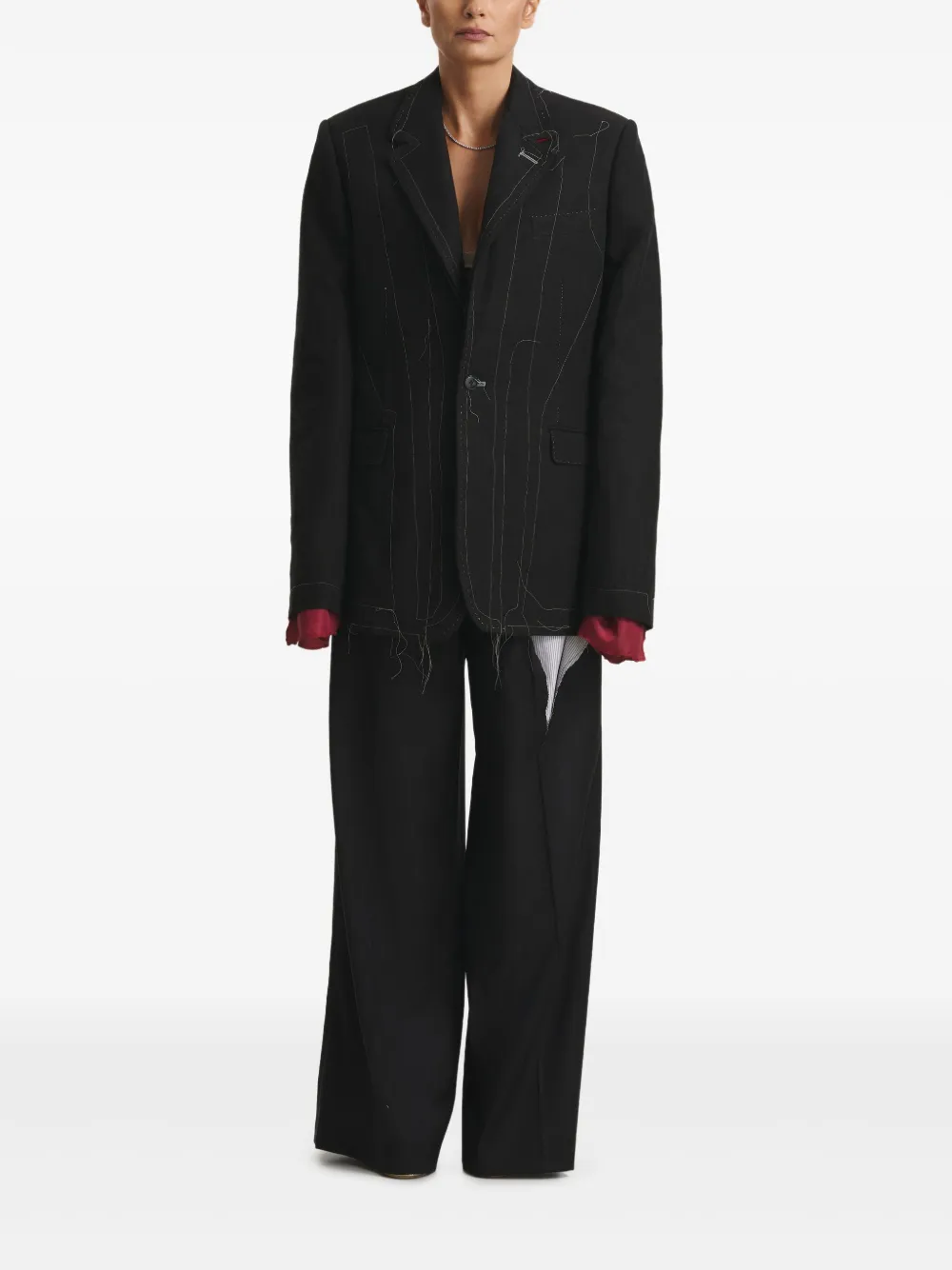 Cuanna Avva Stitch-detail Blazer In Black