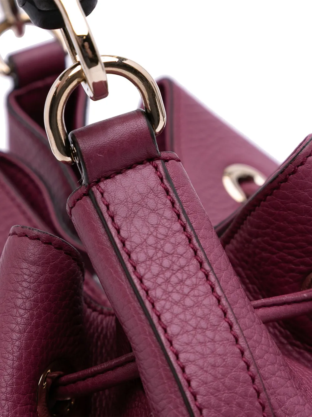 Pre-owned Gucci 2016-2025 Pebbled Calfskin Miss Bamboo Bucket Bag In Purple