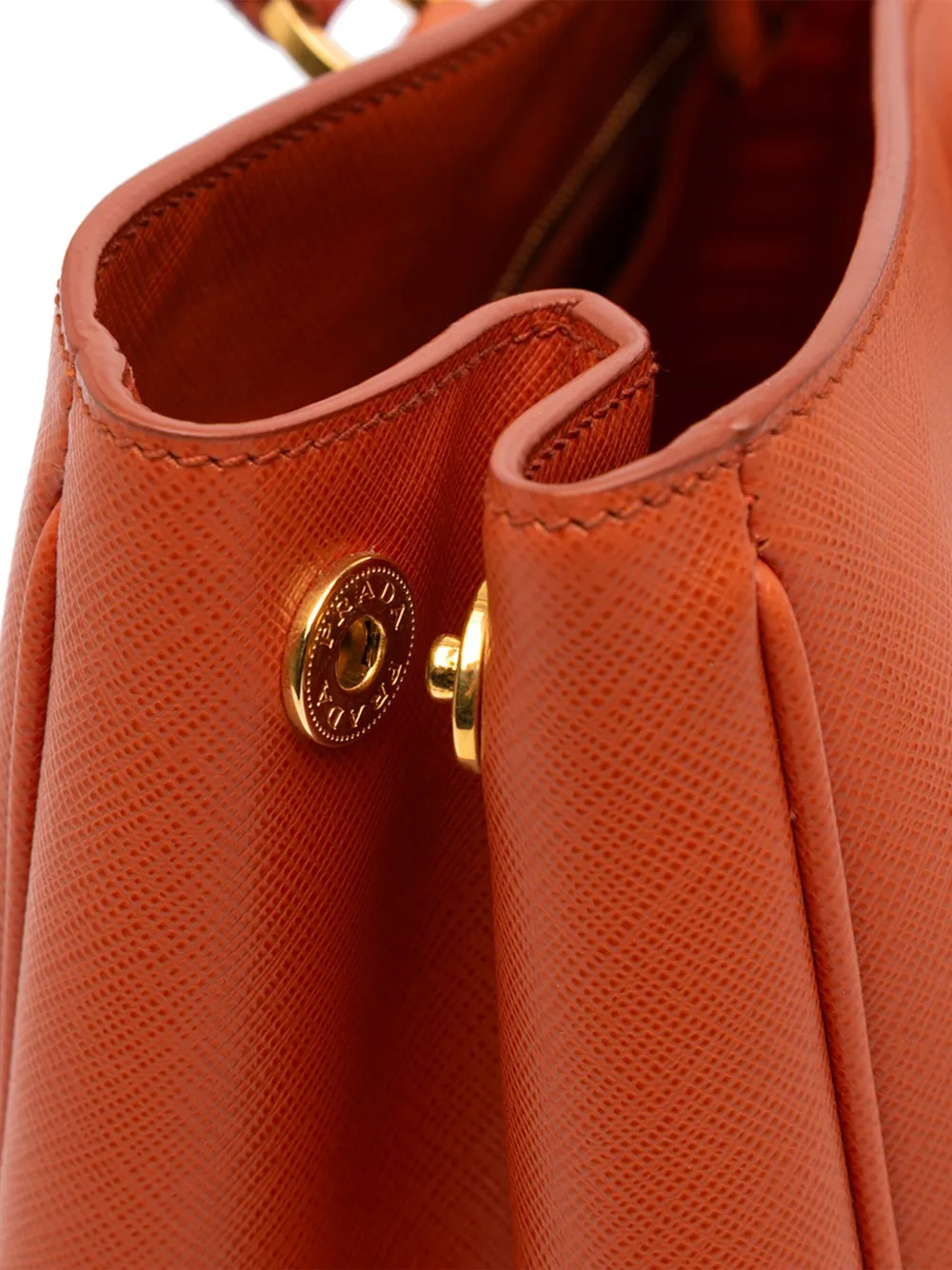Pre-owned Prada 2000-2025 Large Saffiano Lux Galleria Tote Bag In Orange