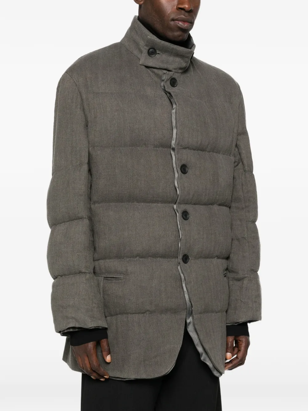  Yohji Yamamoto Padded Buttonfastening Jacket - Grey 