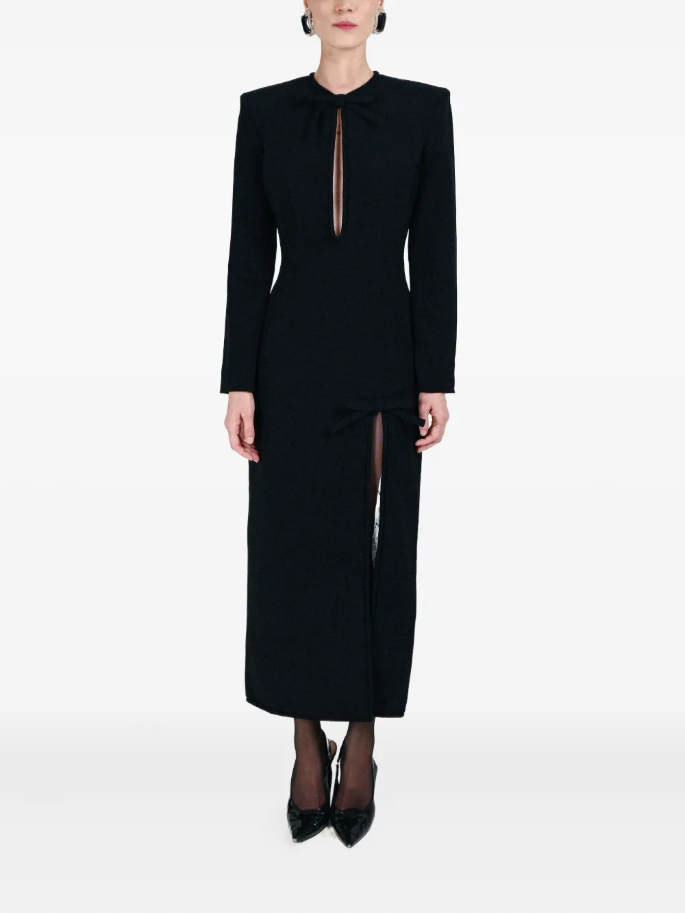 Rowen Rose Maxi-jurk met strikdetail - Zwart