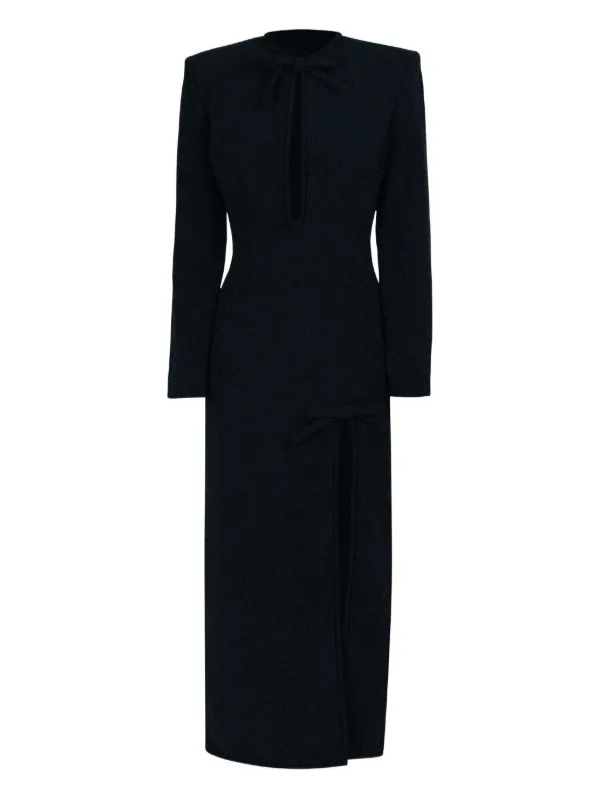 Rowen Rose bow-detail Long Dress | Black | FARFETCH SG