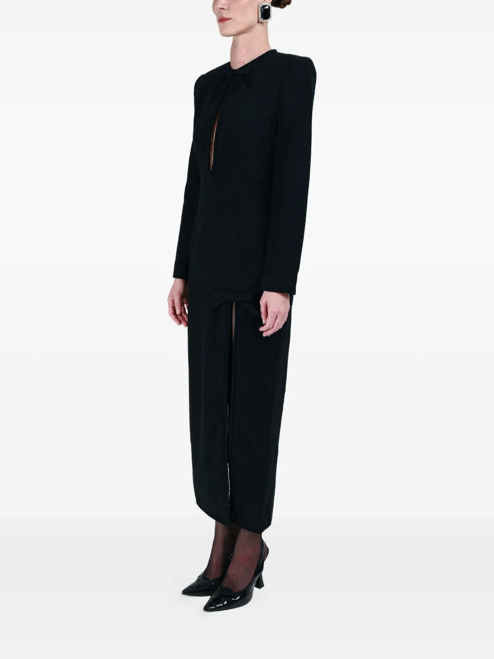 Rowen Rose Bow-detail Long Dress In Black