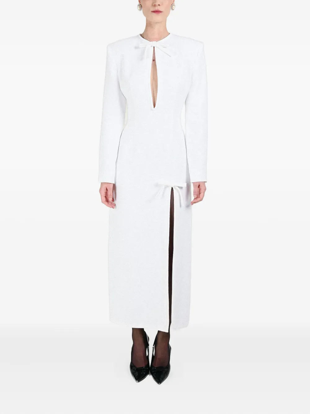 Rowen Rose Maxi-jurk met strikdetail - Wit