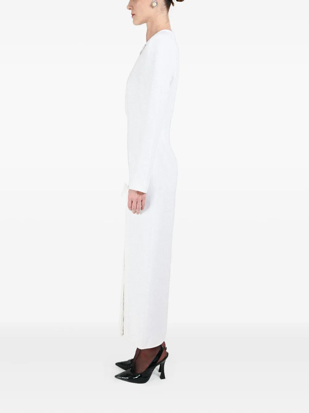Rowen Rose Bow-detail Long Dress In White