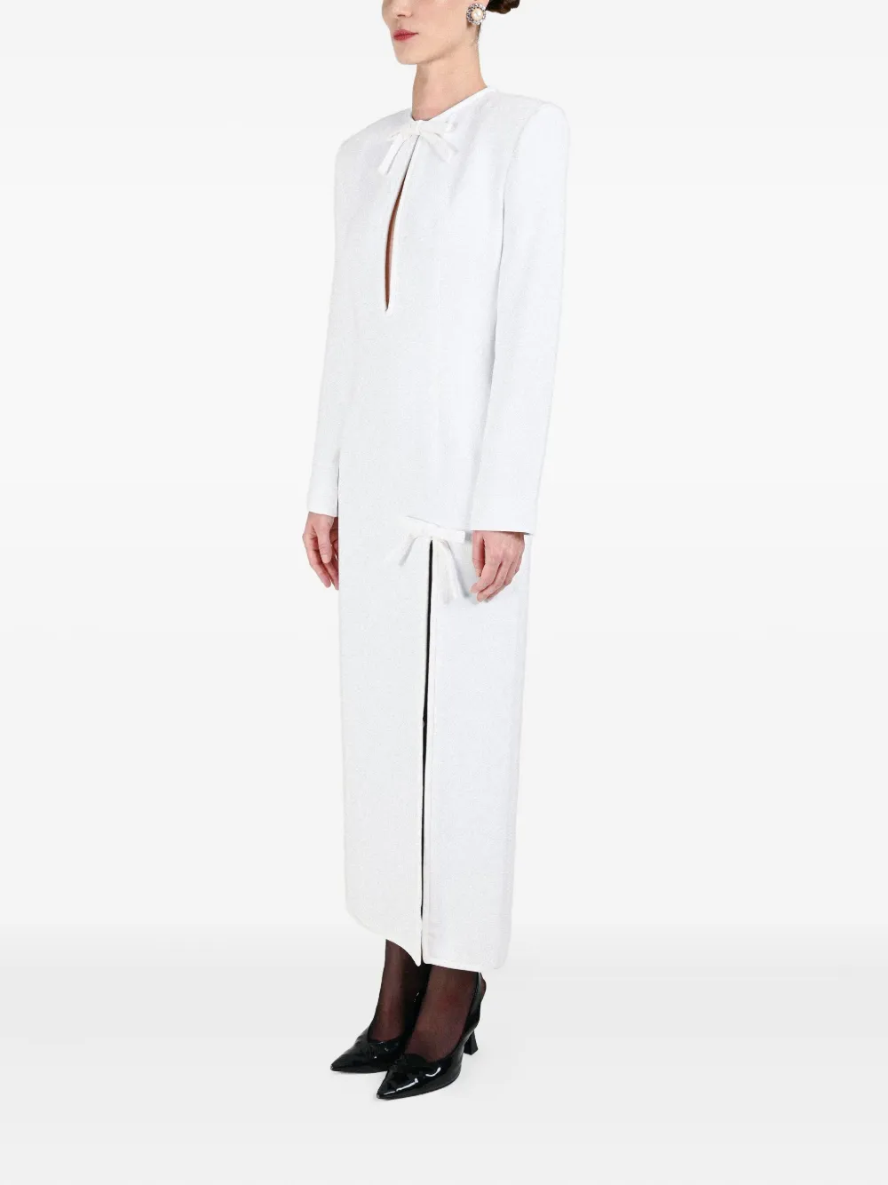 Rowen Rose Bow-detail Long Dress In White