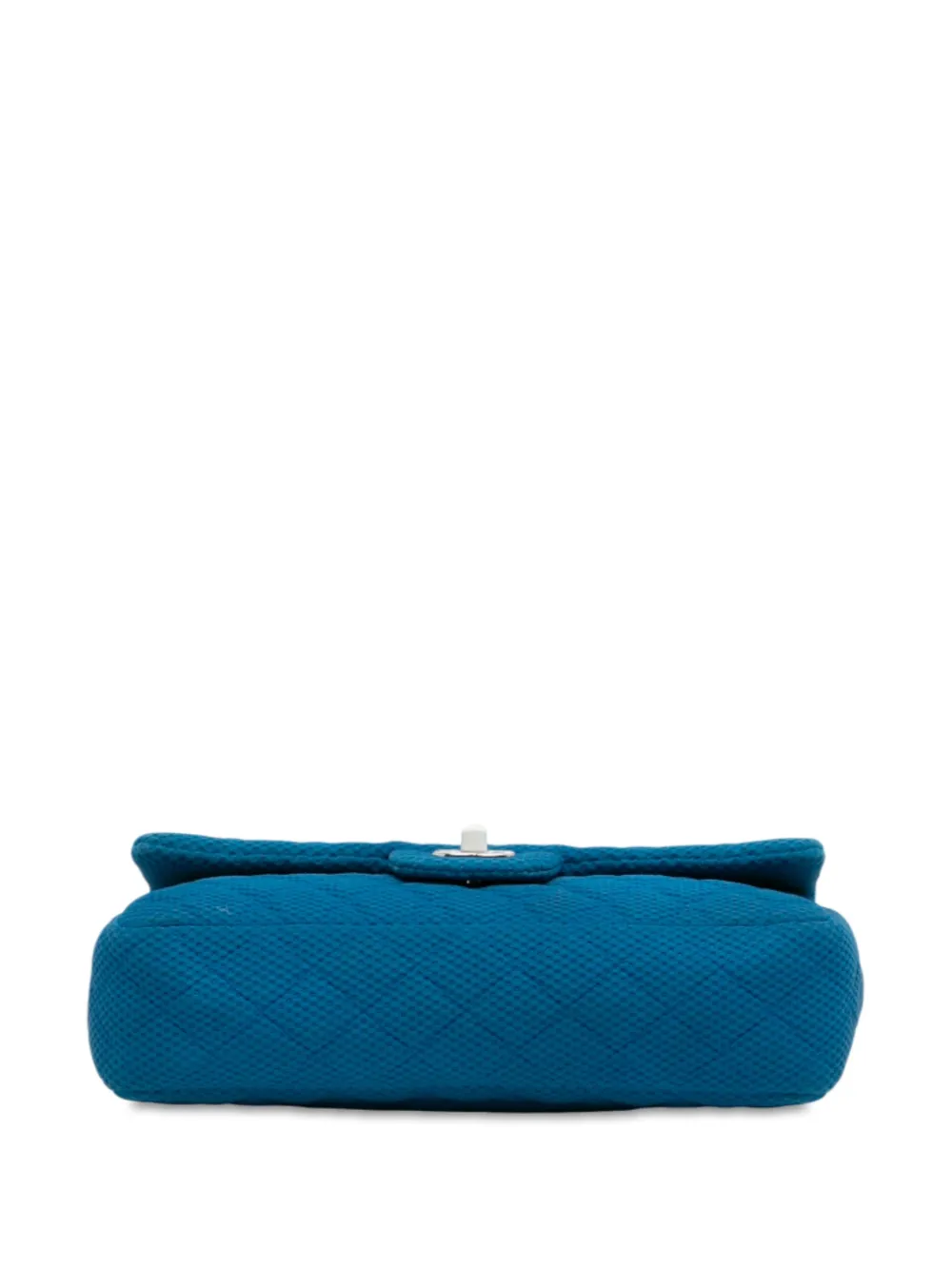 Pre-owned Chanel 2009-2010 Medium Quilted Perforated Jersey Single Flap Shoulder Bag In Blue