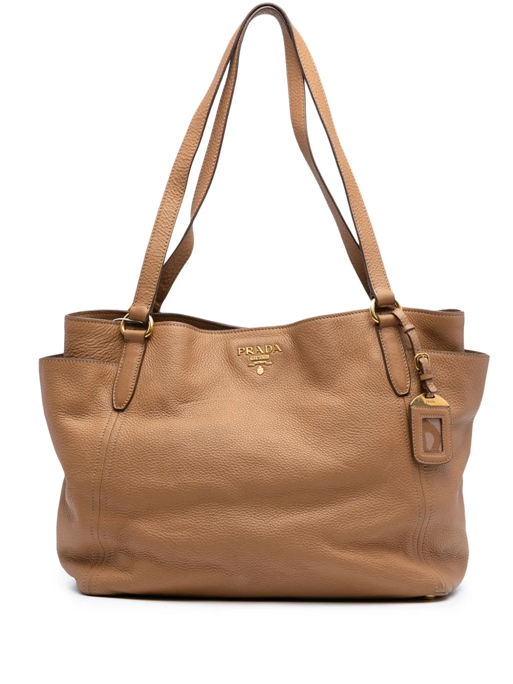 Prada Pre-Owned 2000-2025 ヴィッテロダイノ ダブルポケット ハンドバッグ - ブラウン Prada Pre-Owned 2000-2025 ヴィッテロダイノ ダブルポケット ハンドバッグ - ブラウン
