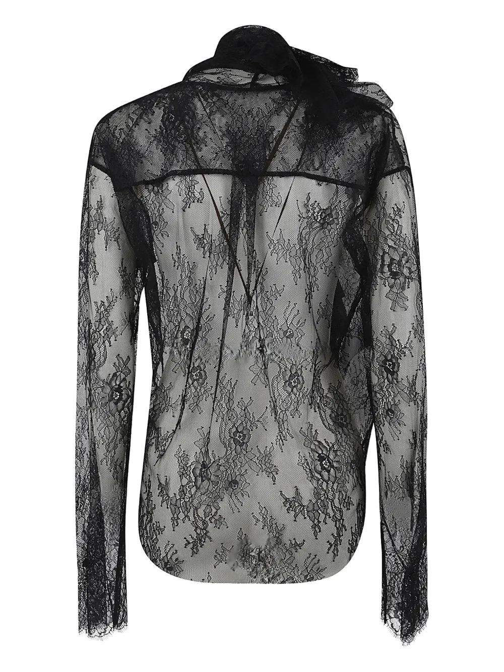 Alberta Ferretti Blouse met ruches en kant - Zwart