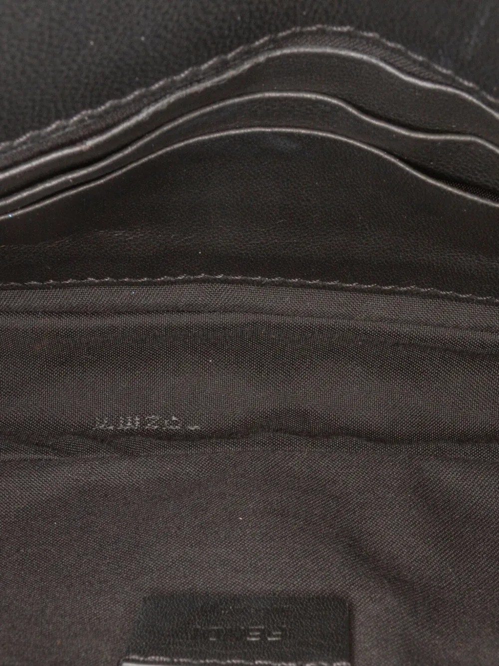 Pre-owned Fendi 2010-2025 Mini Zucca Embossed Leather Baguette Satchel In Black
