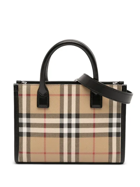 Burberry Pre-Owned 2018-2025 Mini House Check Coated Canvas Denny Tote satchel