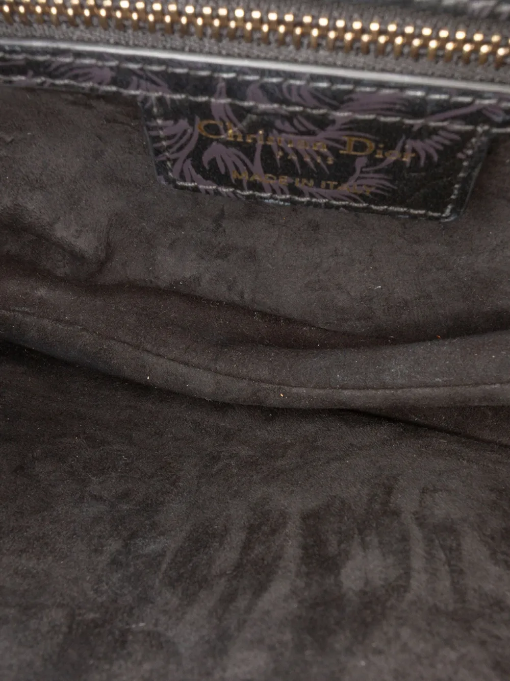 DIOR Pre-owned 2022 Embossed Calfskin Jardin Botanique Saddle Bag Satchel In Black