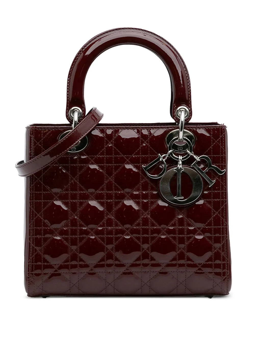 Christian Dior Pre-Owned 2011 ミディアム パテント カナージュ レディ ディオール サッチェルバッグ - Christian Dior Pre-Owned 2011 ミディアム パテント カナージュ レディ ディオール サッチェルバッグ -