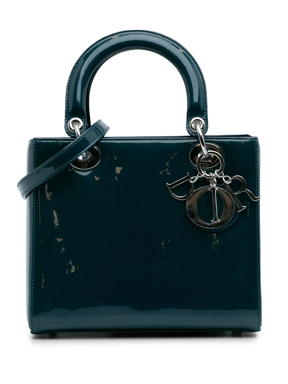 Christian Dior Pre-Owned 2015 ミディアム パテント レディ ディオール サッチェルバッグ - ブルー Christian Dior Pre-Owned 2015 ミディアム パテント レディ ディオール サッチェルバッグ - ブルー