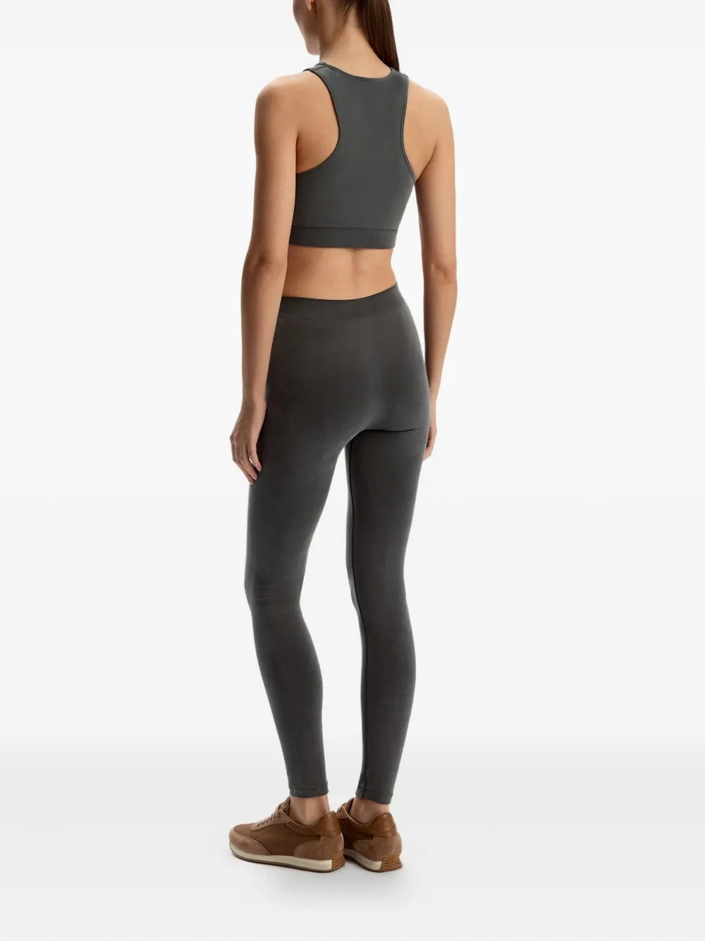 12 Storeez Ribbed-waistband Leggings In Gray