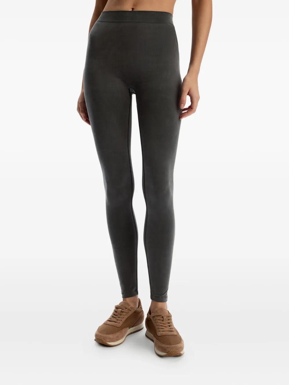 12 Storeez Ribbed-waistband Leggings In Gray