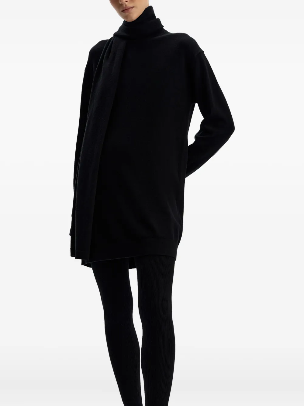 12 STOREEZ Midi-jurk van merinowol Zwart