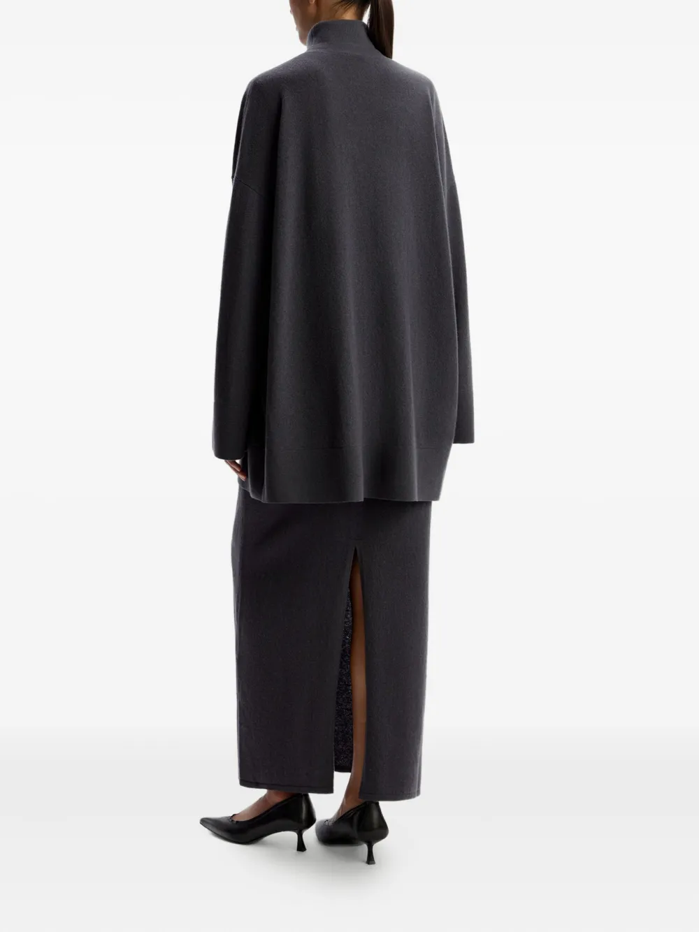 12 Storeez Rear-slit Wool-cashmere Skirt In Gray