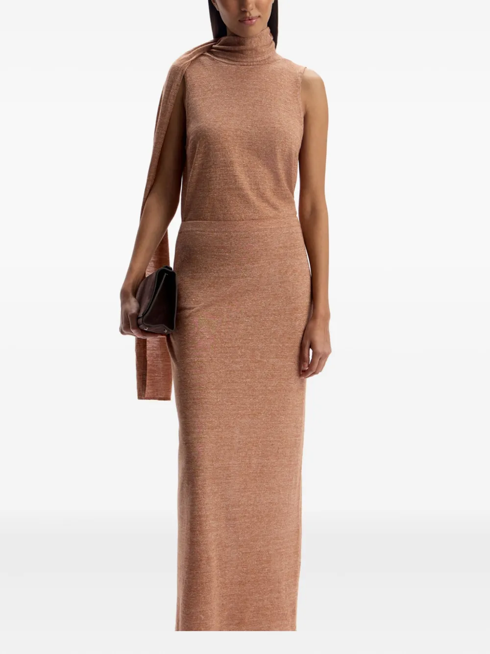 12 Storeez Merino-linen Skirt In Neutral