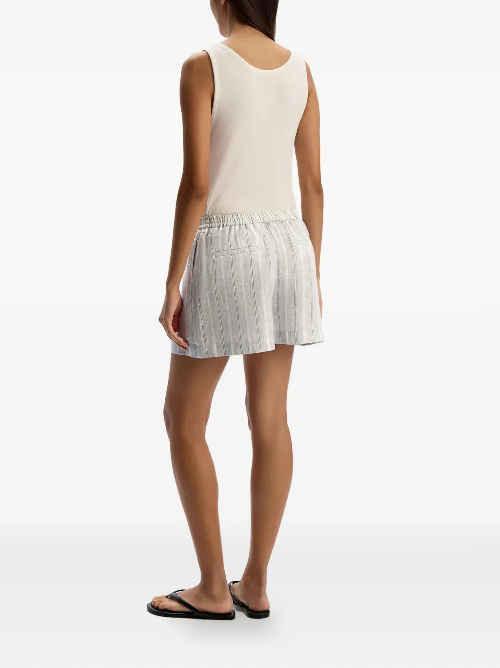 12 Storeez Striped Linen Shorts In Gray