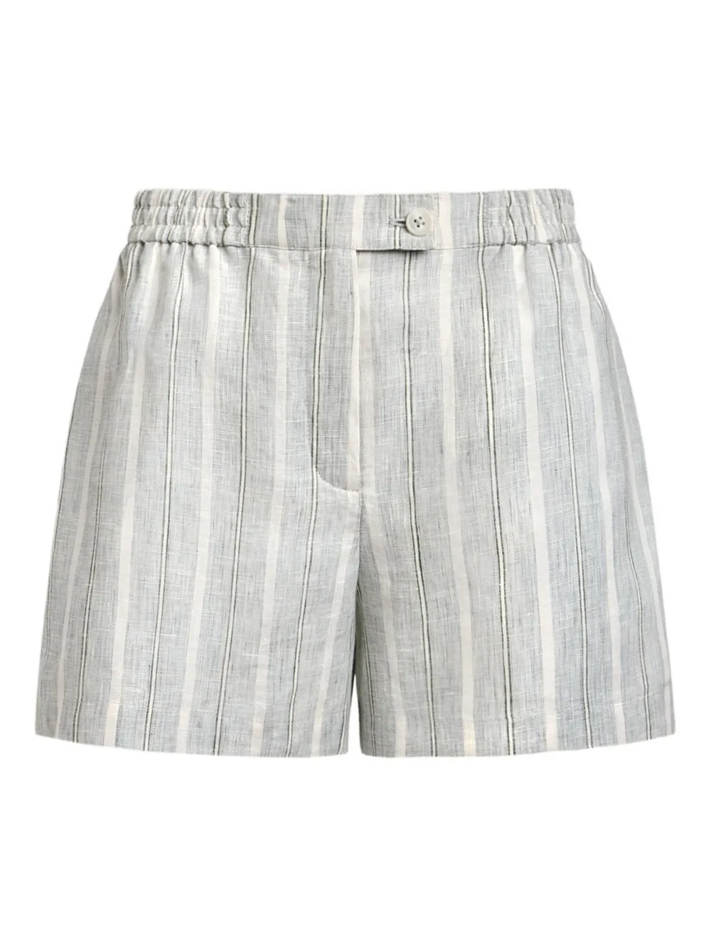 12 Storeez Striped Linen Shorts In Gray