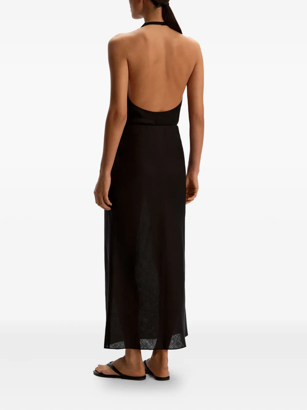 12 Storeez Linen Maxi Skirt In Black