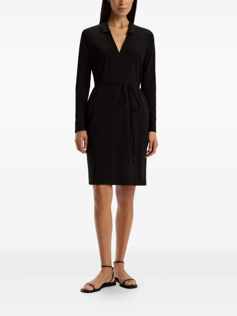 12 STOREEZ Midi-jurk met V-hals - Zwart