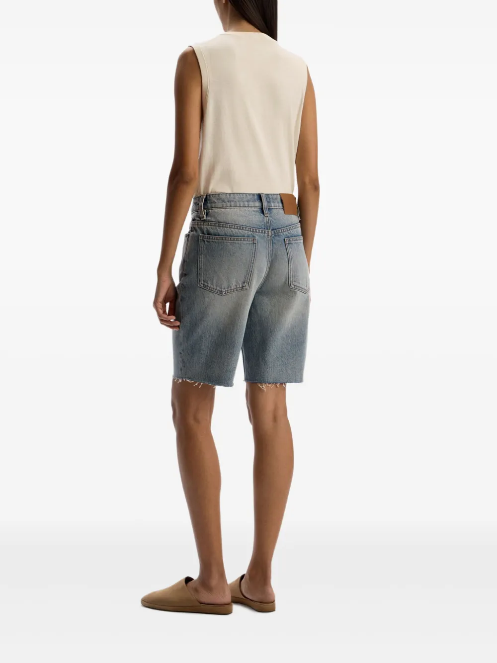 12 Storeez Frayed-edge Denim Shorts In Animal Print