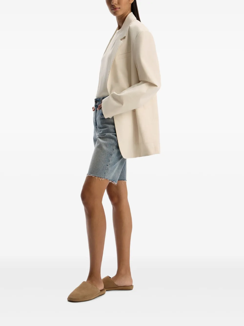 12 Storeez Frayed-edge Denim Shorts In Animal Print