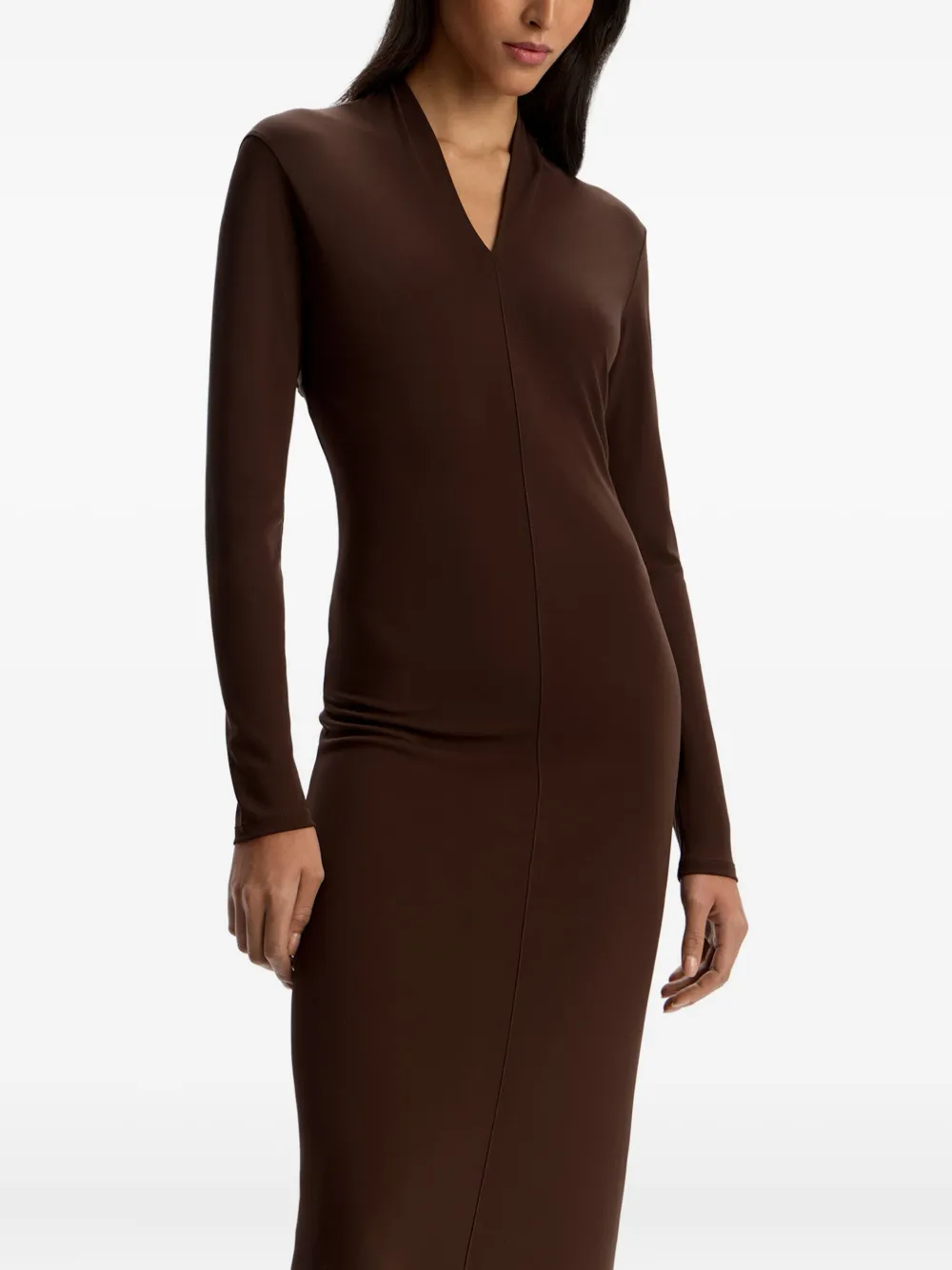 12 STOREEZ Maxi-jurk met open rug Bruin