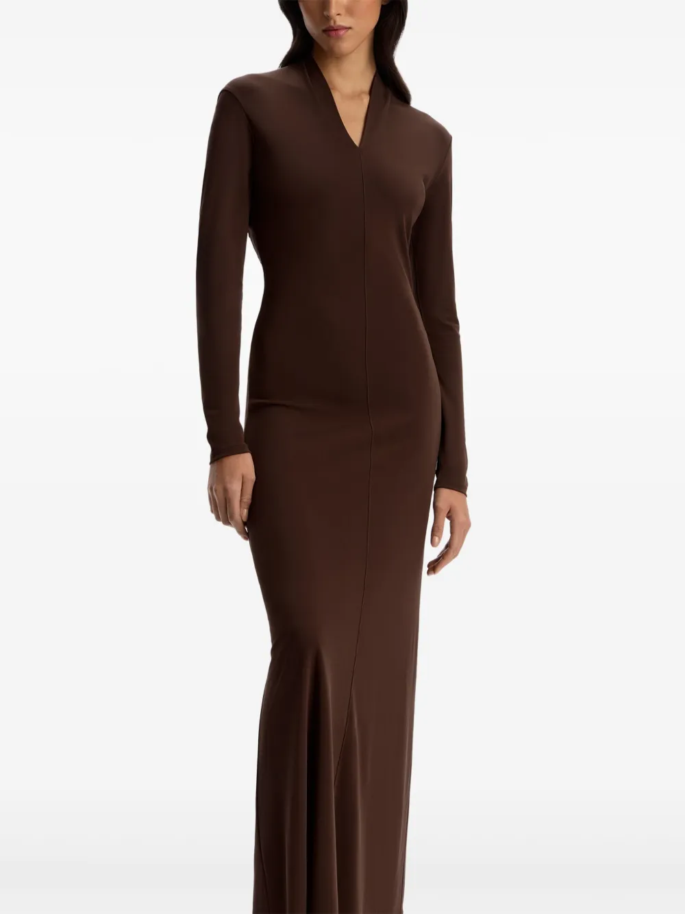 12 STOREEZ Maxi-jurk met open rug - Bruin