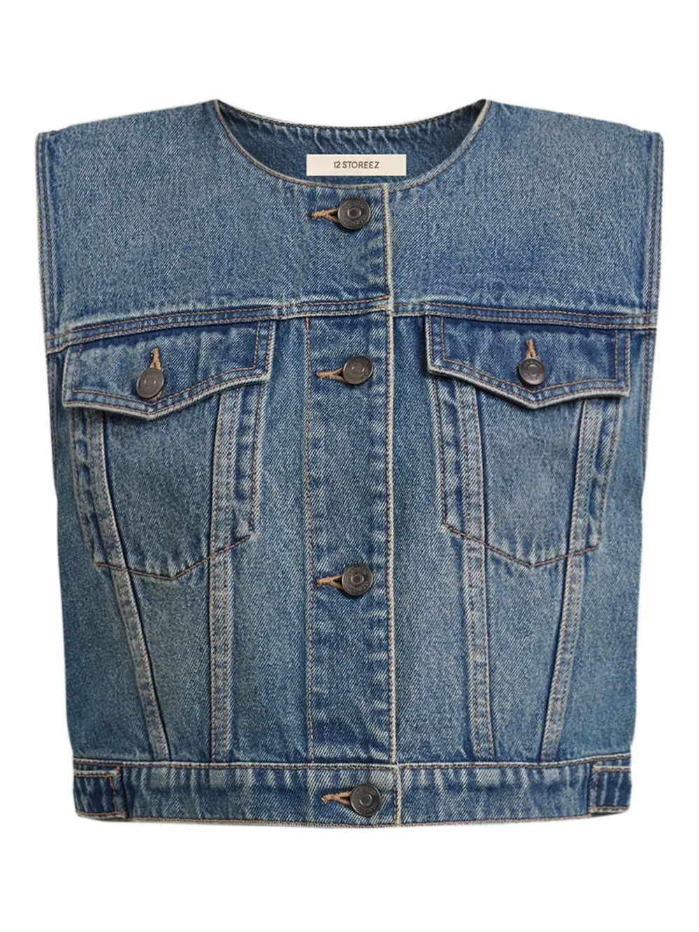 12 Storeez Denim Vest In Blue