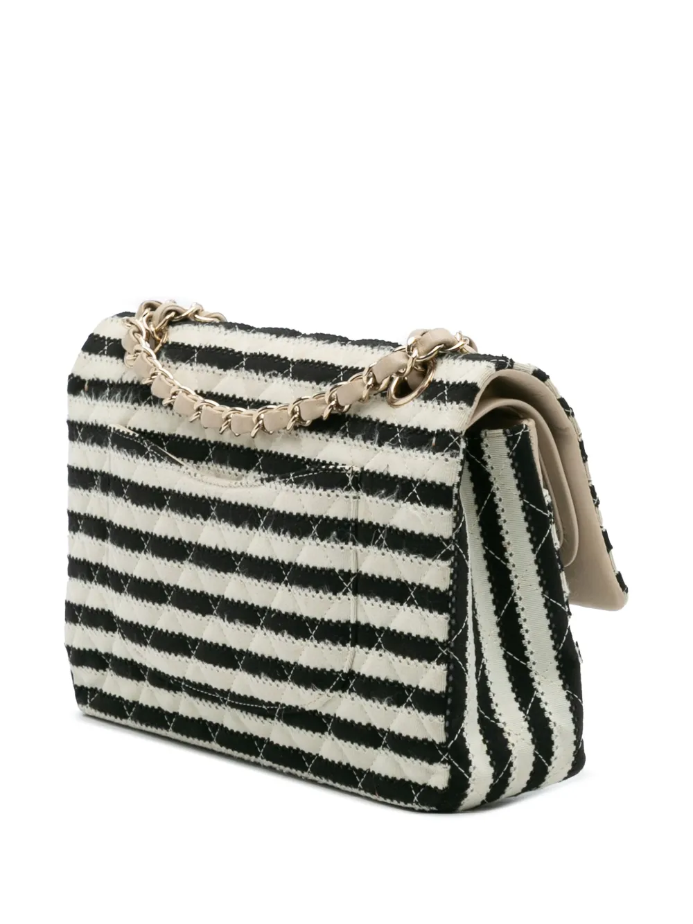Pre-owned Chanel 2014 Medium Classic Jersey Coco Sailor Double Flap Shoulder Bag In Black