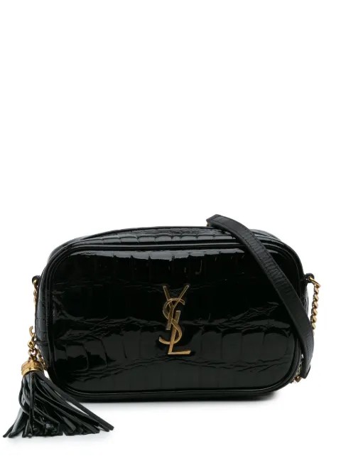Saint Laurent Pre-Owned bolsa crossbody Mini Croc Embossed Patent Monogram Lou Camera Bag 2022