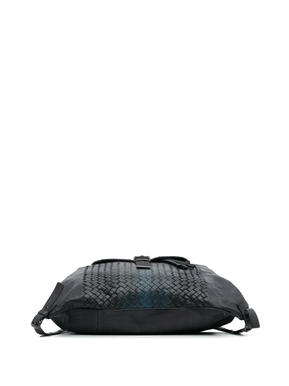 Pre-owned Bottega Veneta 2012-2025 Nappa Intrecciato Drawstring Flap Backpack In Black