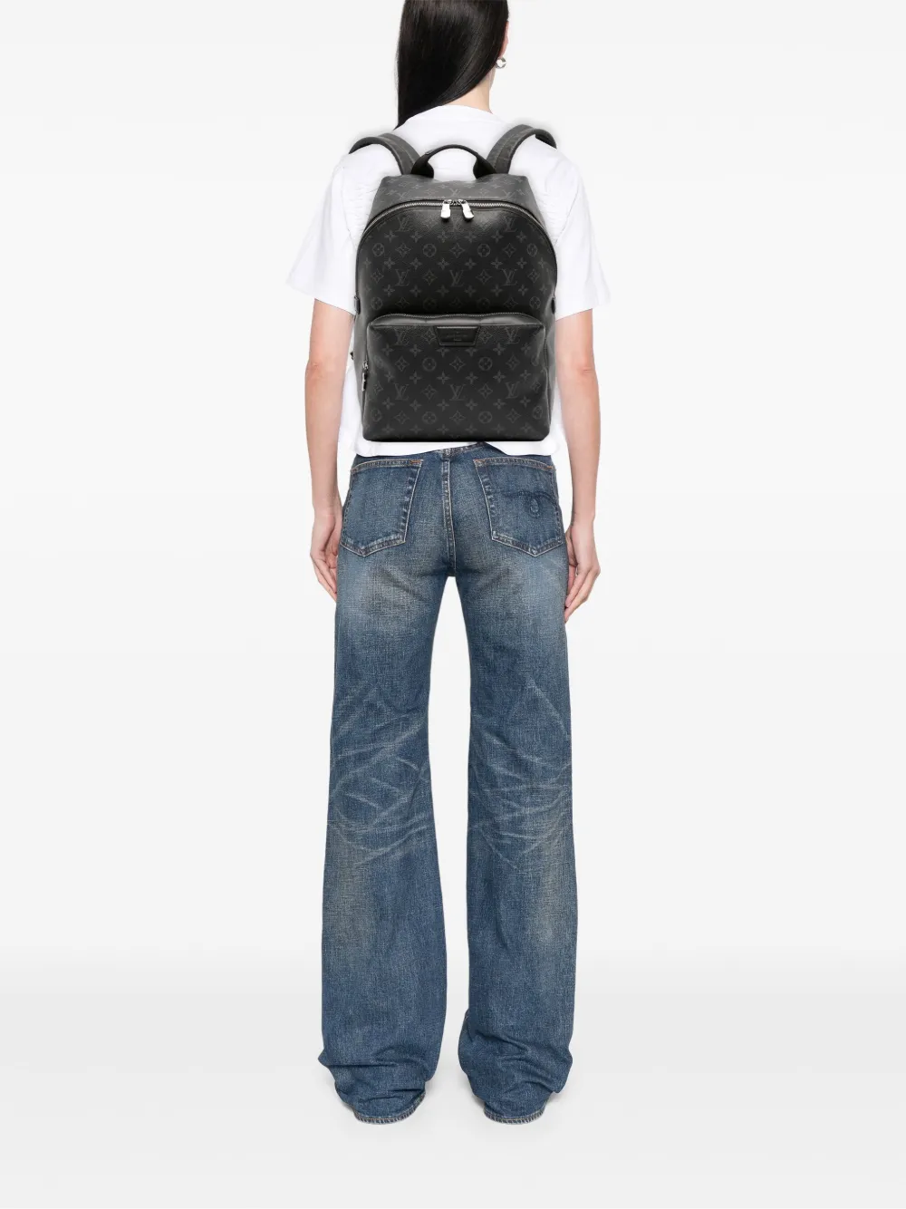 Pre-owned Louis Vuitton 2019 Monogram Eclipse Discovery Backpack In Black