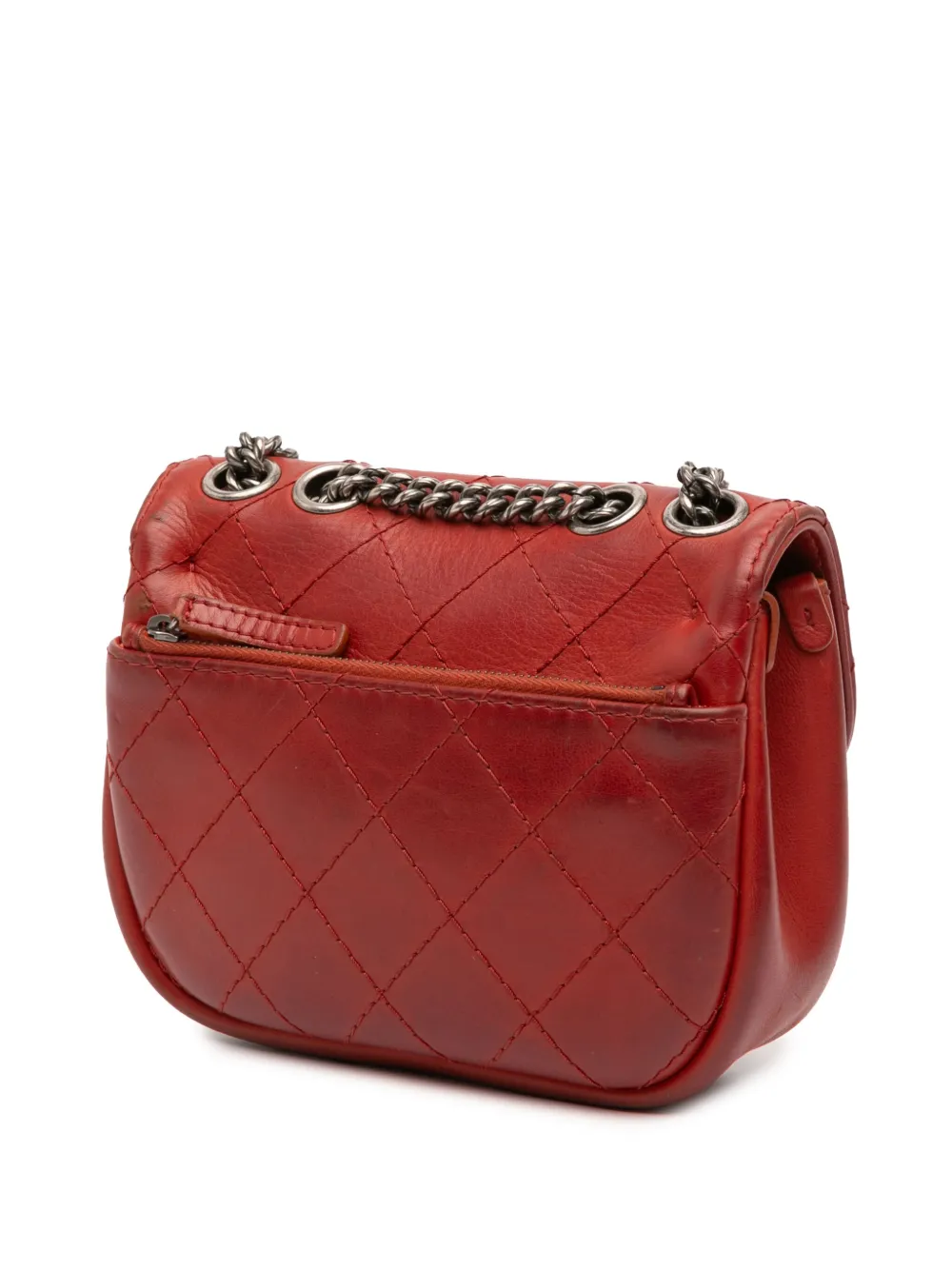 Pre-owned Chanel 2014-2015 Paris Dallas Goatskin Wild Stitch Flap Crossbody Bag In Red