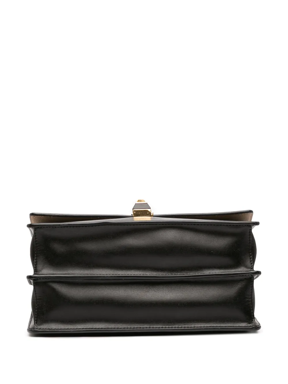 Pre-owned Fendi 2010-2025 Medium Ff 1974 Embossed Leather Kan I Satchel In Black