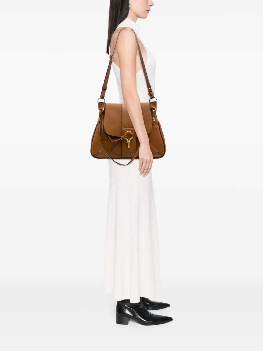 Pre-owned Chloé 2016 Medium Grained Lambskin Lexa Satchel In Brown